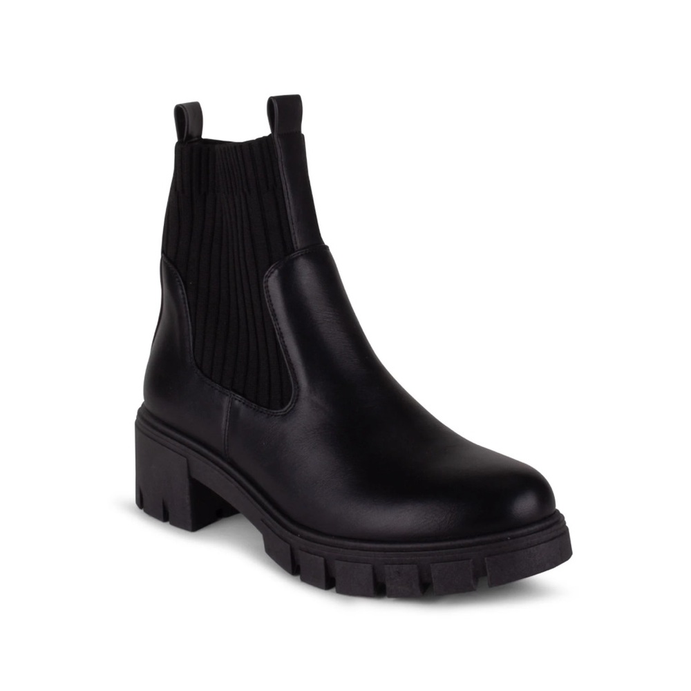 Wanted Black Ankle Booties with Chunky Sole